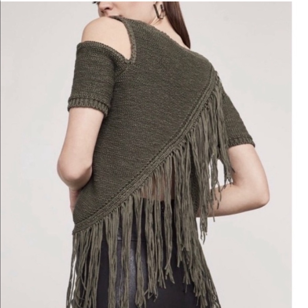 BCBGMaxAzria Sweater Top with fringe detail